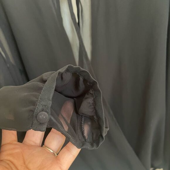 Tattoo Me Elegant Black Sheer Blouse, sexy goth, whimsigoth, Fairy goth - Picture 4 of 6